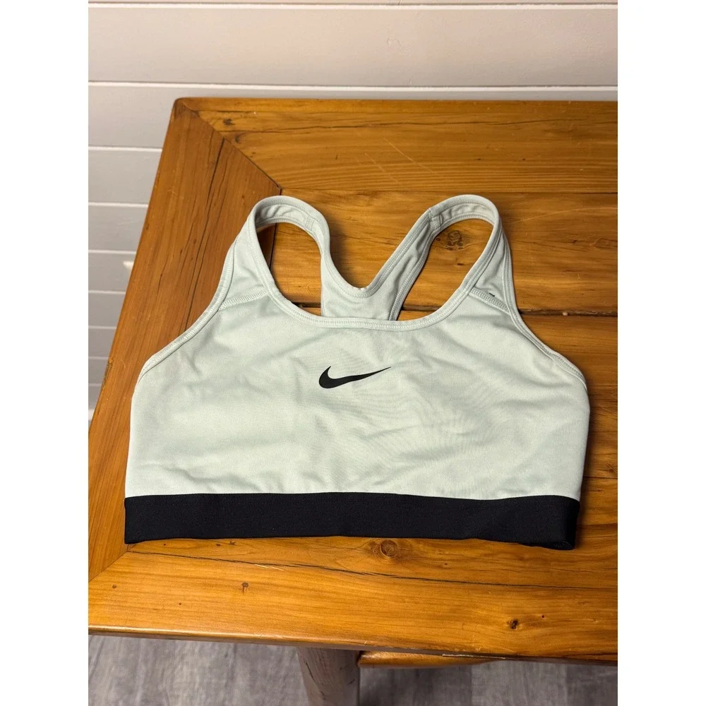 Nike Dri Fit Light Mint Green Black Racerback Sports Bra Women's Size S